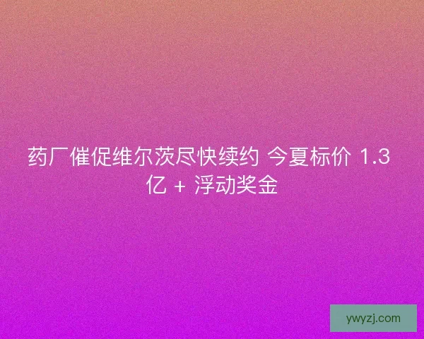 药厂催促维尔茨尽快续约 今夏标价 1.3 亿 + 浮动奖金
