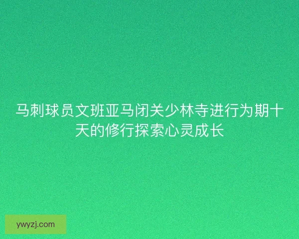 马刺球员文班亚马闭关少林寺进行为期十天的修行探索心灵成长
