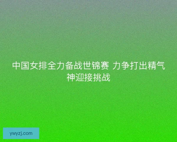 中国女排全力备战世锦赛 力争打出精气神迎接挑战