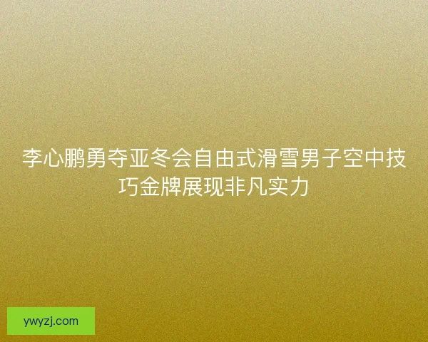 李心鹏勇夺亚冬会自由式滑雪男子空中技巧金牌展现非凡实力