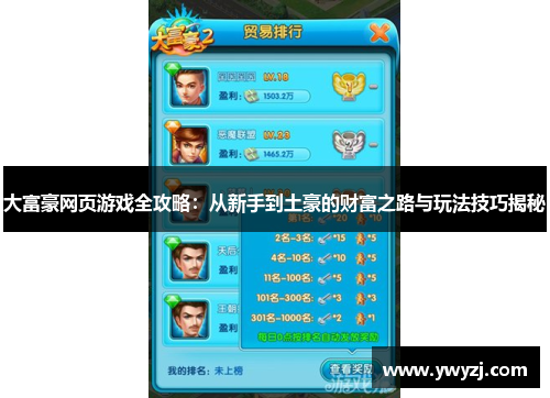 大富豪网页游戏全攻略：从新手到土豪的财富之路与玩法技巧揭秘